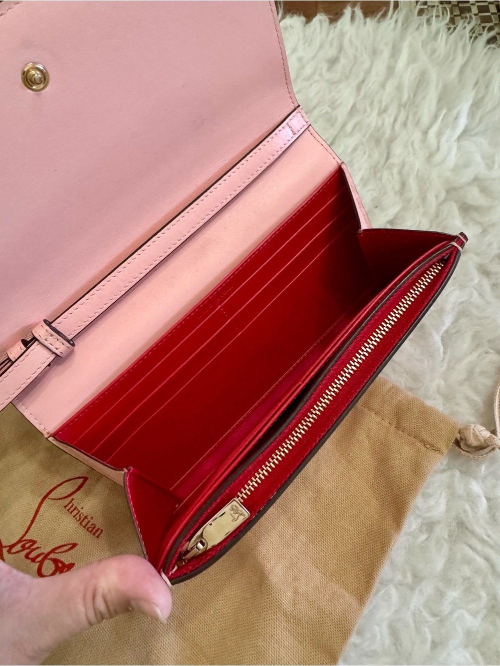 Christian Louboutin Pink Studded Leather Wristlet Wallet - Picture 7 of 10